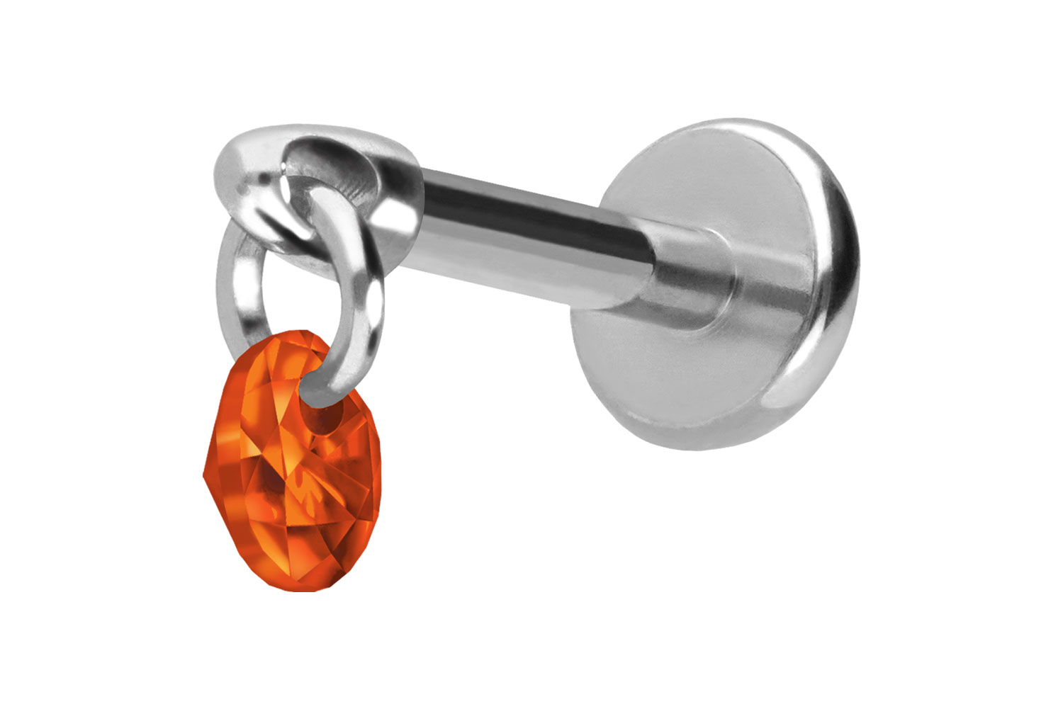 Titan Labret Piercing mit Push Fit RUNDER KRISTALL